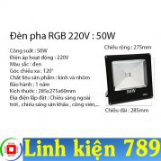 Đèn pha LED RGB 220V 50W có điều khiển từ xa chống nước IP66 Đèn pha LED RGB 220V 50W có điều khiển từ xa chống nước IP66